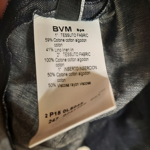 French LES COPAINS Linen Cotton Chambray Dress Italy Fit Flare Pockets 42 6 - Picture 11 of 11